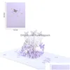 Greeting Cards Lovely 3D Pop Up Romantic Butterflies Card Laser Cut Animal Postcard Cartoon Wonder For Women Wife Girl Daughter Mother Dhfcq