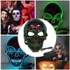 Máscaras de festa 20 cores Halloween LED Máscara DJ Party Light Up Máscaras Glow In Dark Scary Masquerade Máscaras Festival Skull Mascara Light Masks Q231007