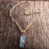 RH Fashion Choker Necklace Collar Statement Chunky GoldColor Chain Druzy Stone Charm Punk Necklaces226L