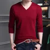 Herrenpullover 2023 Modemarke T-Shirts Männer V-Ausschnitt Street Wear Tops Trending Mercerisierter Baumwolle Koreanische Langarm-T-Shirt Kleidung