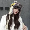Beanieskull Caps kış kadın bomba şapka sıcak kürk kayak yapay örme yama iş fasulyesi küpeler ile Noel dış mekan 231006