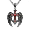 Pendant Necklaces MIQIAO Stainless Steel Titanium Red Zircon Gothic Eagle Vintage Collar Chains Necklace For Men Women Jewelry Gif272S