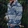 Men's Hoodies Christmas Snowflake Pattern Button Front Pullover Jacket Novel Sports Shirt Pocket Hooded Sweater Sweatshirts Bulk