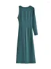 Casual Dresses 2023 Summer Women's Sexy Temperament Metal Ornaments Solid Asymmetric Long Sleeve Dress