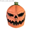 Maski imprezowe Pumpkin Helmet Mask Halloween Cosplay Horror Zabawny lateks Full Heakdress Funny Horror Mascaras Halloween Prop Masques Q231007