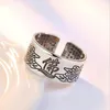 Cluster Rings 925 Sterling Silver Jewelry Vintage Amulet Buddha Lotus Baltic Buddhist Scriptures Opening for Men Women S-R90217T