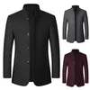 Men's Jackets Stylish Temperament Long Sleeves Coldproof Buttons Overcoat Windbreaker For Outdoor Men Trench Coat Woolen