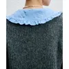 Femmes tricots t-shirts EOS marque S femmes laine mélange Mohair gris col claudine marque tricoté Cardigan Vintage laine 231005