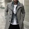 Men's Trench Coats 2023 Autumn/Winter Long Jackets For Men Fashion Trend Collar Single Breasted Plaid Mid Length Windbreaker Coat Poncho