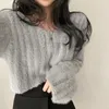 Swetery damskie w stylu koreański różowy sweter leniwy Krótki szykowny delikatny płaszcz z nutka dzikiej norki w dółko w dniu