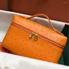 Evening Bags LP Cowhide With Lychee Loro Lcu Markings Commuting Simple Single Shoulder L27 19CM Handbag Lunch Box Bag Lady Cosmetic