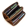 Brieftaschen Sbirds Damen Herren Clutch Wallet Vintage Crazy Horse Leder Reißverschluss Lange Geldbörse für 6" Telefonkartentasche Carteira