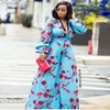 Vêtements ethniques Vêtements africains Vintage Imprimer Barboteuses Femmes Pantalons larges Combinaison Mode Lanter Manches Col V Taille Haute Maxi Patyclub