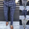 Men's Suits & Blazers 2021 Men Casual Pants Fashion Cotton Midweight Slim Fit Business Formal Plaid Print Trousers Male Leisu278o