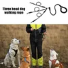 Halsbanden 3-in-1 handsfree lijn Sterke veiligheidslijnen Geen klitten Trekkabel voor drie huisdieren met gewatteerd handvat 360 draaibaar apparaat