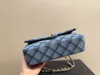 Retro make-uptas Womens Designer Denim Lingge Chain Bag Wandering Bag Single Room Crossbody Bag Metalen kettingpakket