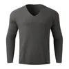 Herrenpullover Herren 2023 Frühling V-Ausschnitt Rippenboden T-Shirts Pullover Herbst Langarm Slim Fit T-Shirts Tops Einfach lässig schlicht dünn gestrickt