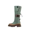 Bottes de combat de styliste pour femmes, chaussures chaudes d'automne et d'hiver, denim bleu armée, vert, noir, marron, bottines d'extérieur, eur 36-40