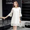 Casual Dresses 2023 Spring Women Dress A-Line Stor Fairy Mid Length Lace Brodery Bottom Kjol Organza