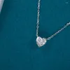 Hängen Soorchce Heart Pendant Women's Necklace Round 1 Moissanite Solitaire Bezel Engagement