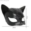 Masques de fête Sexy chat femme Selina Kyle masque en Latex super-héros film Cosplay Costume Halloween masques de fête Q231007