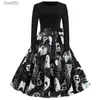 Theme Costume 2023 Autumn Gothic Halloween Comes for Women Vintage Dress Props Print Long Sleeve Scary Cosplay Party Dresses Disfraz jerL231007