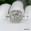 Moda de luxo anel quadrado jóias redonda cz zircon diamante anel de casamento ouro cheio promessa anéis para mulheres noivado jóias 255w