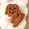 Kledingsets Kinderen Meisjeskledingset modieuze bedrukte topjas broek 0-3 jaar oud Beibei Kerstmis Halloween mode kinderkleding 231006