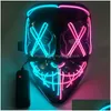 Party Masks Halloween Mask Mixed Color LED Masque Masquerade Neon Maske Light Glow in the Dark Horror Glowing Masker Drop Delivery Hom Dhyzp