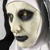 Party Masks Horror Nun Mask med huvudduk Latex skrämmande full huvudmask huvudduk Valak cosplay halloween skräck nunna latexmask Q231008