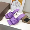 2023 Designer Sandálias Mulher Vestido Sapatos Luxo Flip Flop Nappa Dream Square Toe Sandália Senhoras Chinelos Casuais Salto Alto Com Caixa