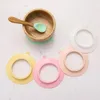 Cups Dishes Utensils Baby Feeding Bowl Food Tableware Kids Wooden Training Plate Silicone Suction Cup Removable Wooden Fork Spoon Children's Dishes 231006