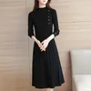 Casual Dresses Women Sweater Dress Knitted Pullover Half High Collar For Long Sleeve Knee Length Thickened Winter Women's Clothing