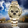 Mens Gold Dayton Automation Designer Monterey 40 mm fivela dobrável em aço inoxidável safira relógio de cronometragem à prova d'água