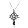 Bovennatuurlijke Pentagram Maan Ketting Zwart Kristal Hanger Heks Bescherming Ster Amulet Voor Vrouwen Charm Sieraden Accessoires Gift1301x