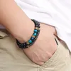 Charm Armband Golbaljew 2st Bead Armband Men Natural Tiger Eye Hematite Obsidian Pärled Homme Energy Stretch Jewelry 231006