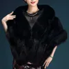 Women's Fur Faux Fur Women Fox Fur Shl Cheongsam White Pink Black Wedding Dress Bride Elegant Cape Winter Capes Ponchos Thicken Warm Cloak JacketL231007