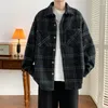 Männer Jacken Frühling Herbst Woolen Plaid Jacke Amerikanischen Retro Lose Beiläufige High Street Paar Männer Mantel Tops Männlich Kleidung