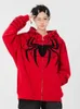 Deeptown Streetwear Spider Sweat à capuche femmes Vintage à manches longues broderie lâche Zip Up sweats à capuche automne Couple sweat veste 230915