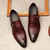 Kleidungsschuhe PJCMG Frühling/Herbst handgefertigtes Slip-on-Balck/rotes echtes Leder geschnitztes Oxford Flat Männer