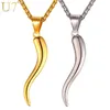 U7 Italiaanse Hoorn Ketting Amulet Goud Kleur Rvs Hangers Ketting Voor Mannen Vrouwen Gift Mode-sieraden P10292390