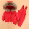 Ensembles de vêtements Hiver bébé fille Snowsuit à capuche chaud doudoune pour bébé garçon salopette pour bébé 1-3 ans enfant en bas âge 2 pièces ensemble de vêtements tenue 231006