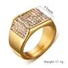 Titanium Steel Set Diamante Men Fashion Rings Gold 11mm Size 7-12211x