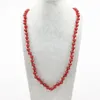 Collier en Agate rouge pour femmes, 38 pouces, noué, taille personnalisée, bijoux Boho, 2016282k, ST0292