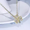 Pendants Lucky Clover Zircon Pendant Necklace Sparkling Crystal 925 Silver Neckalce For Women Party Sweater Chain