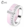 Mode Double couche en céramique femmes anneaux bonne qualité noir blanc rose cristal anneaux pour femmes anneau moyen bijoux de mode cadeaux Y330j