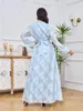 Ethnic Clothing Ramadan Saudiarabien V-Neck Style Dress Mellanöstern Dubai Muslim Fashion Jacquard Diamond Silver Lace Islamic Robe