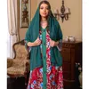 Etniska kläder Abayas för muslimska kvinnor vintage tryck långa klänningar hijab v-halsrock ramadan arab dubai turkiska jalabiya caftan vestidos