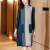 Casual Dresses R matchande ullkjol Midlängd västerländsk stil 2023 Autumn Winter Loose Thick Base Half Turtleneck Women's Sweater Women