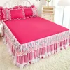Bed Skirt Lace Lotus Leaf Lace Bed Skirts Princess Style Solid Color White Pink Bedspread Bed Cover Non-Slip Sheets Without Pillowcase 231007
